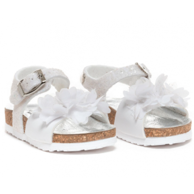 Sandaal Floral Glitter White Monnalisa Sandaal Floral Glitter White Monnalisa
